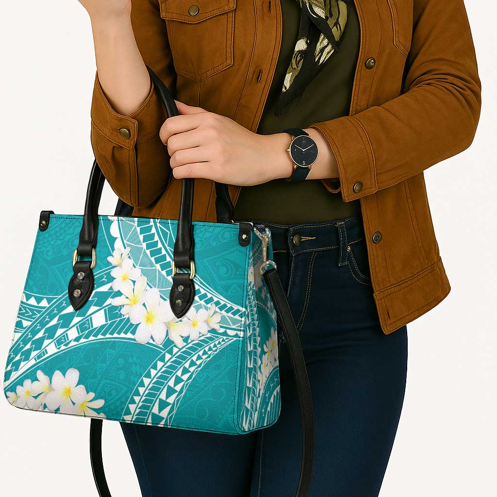 Polynesian Vintage Floral Leather Bag Teal Motifs LT7 - Polynesian Pride