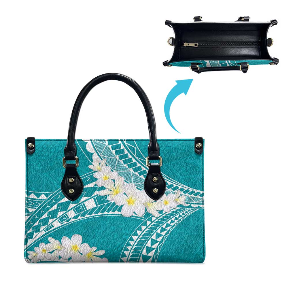 Polynesian Vintage Floral Leather Bag Teal Motifs LT7 - Polynesian Pride