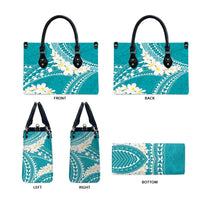 Polynesian Vintage Floral Leather Bag Teal Motifs LT7 - Polynesian Pride