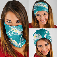 Polynesian Vintage Floral Neck Gaiter Teal Motifs LT7 - Polynesian Pride