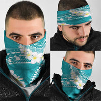 Polynesian Vintage Floral Neck Gaiter Teal Motifs LT7 - Polynesian Pride