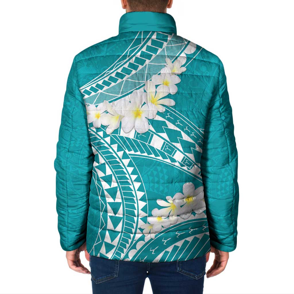 Polynesian Vintage Floral Padded Jacket Teal Motifs LT7 - Polynesian Pride
