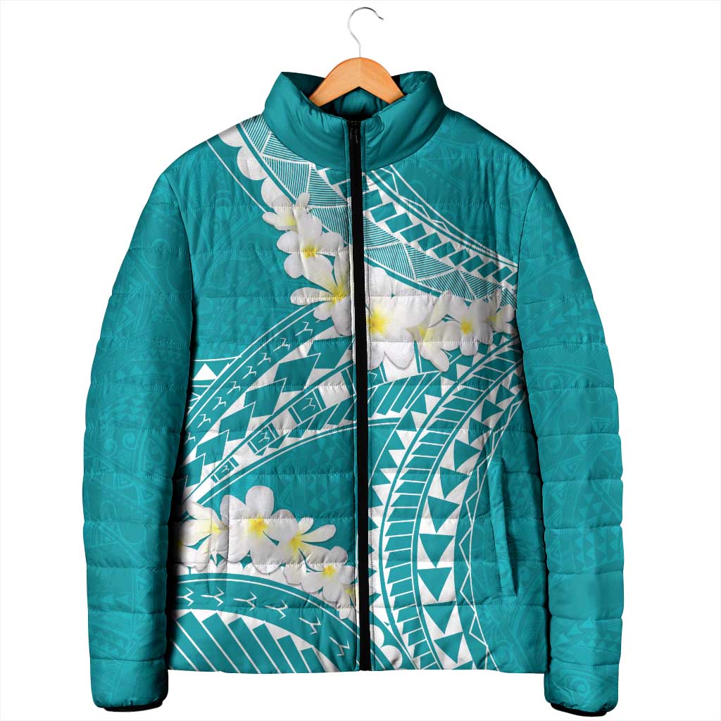 Polynesian Vintage Floral Padded Jacket Teal Motifs LT7 - Polynesian Pride