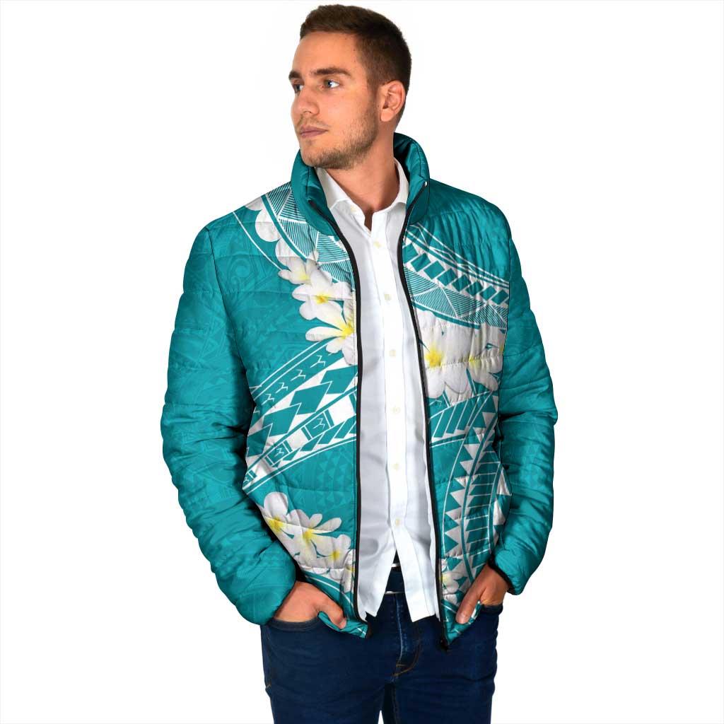 Polynesian Vintage Floral Padded Jacket Teal Motifs LT7 - Polynesian Pride