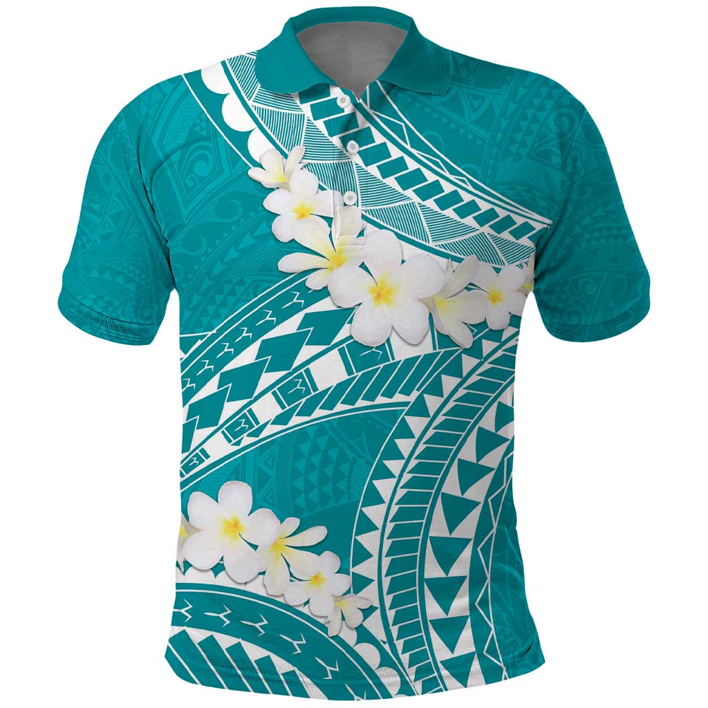 Polynesian Vintage Floral Polo Shirt Teal Motifs LT7 Teal - Polynesian Pride