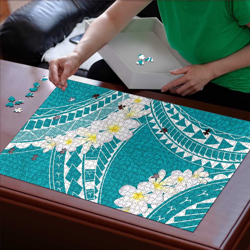 Polynesian Vintage Floral Puzzle Teal Motifs LT7 - Polynesian Pride