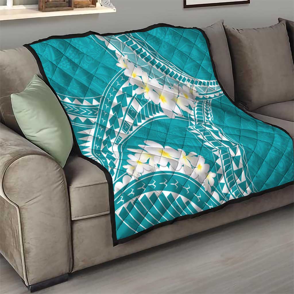 Polynesian Vintage Floral Quilt Teal Motifs LT7 - Polynesian Pride