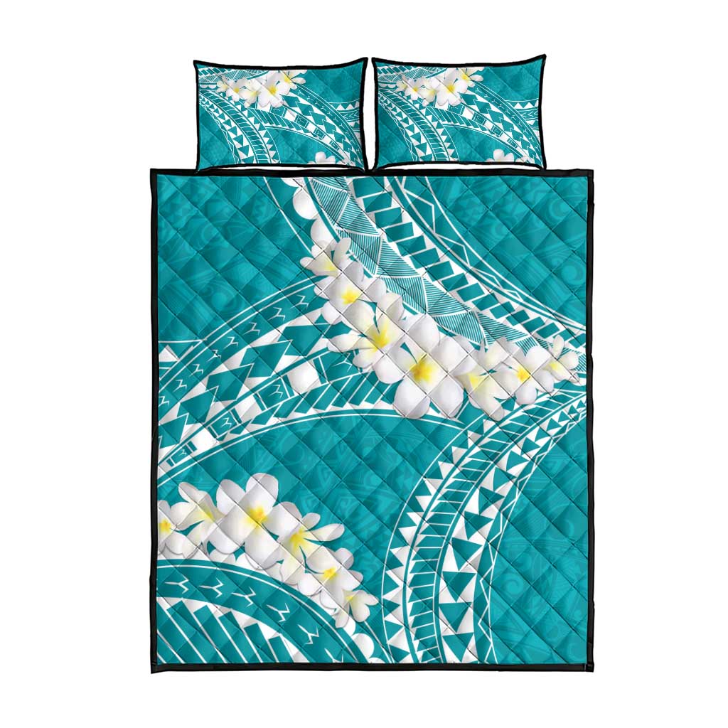 Polynesian Vintage Floral Quilt Bed Set Teal Motifs LT7 - Polynesian Pride