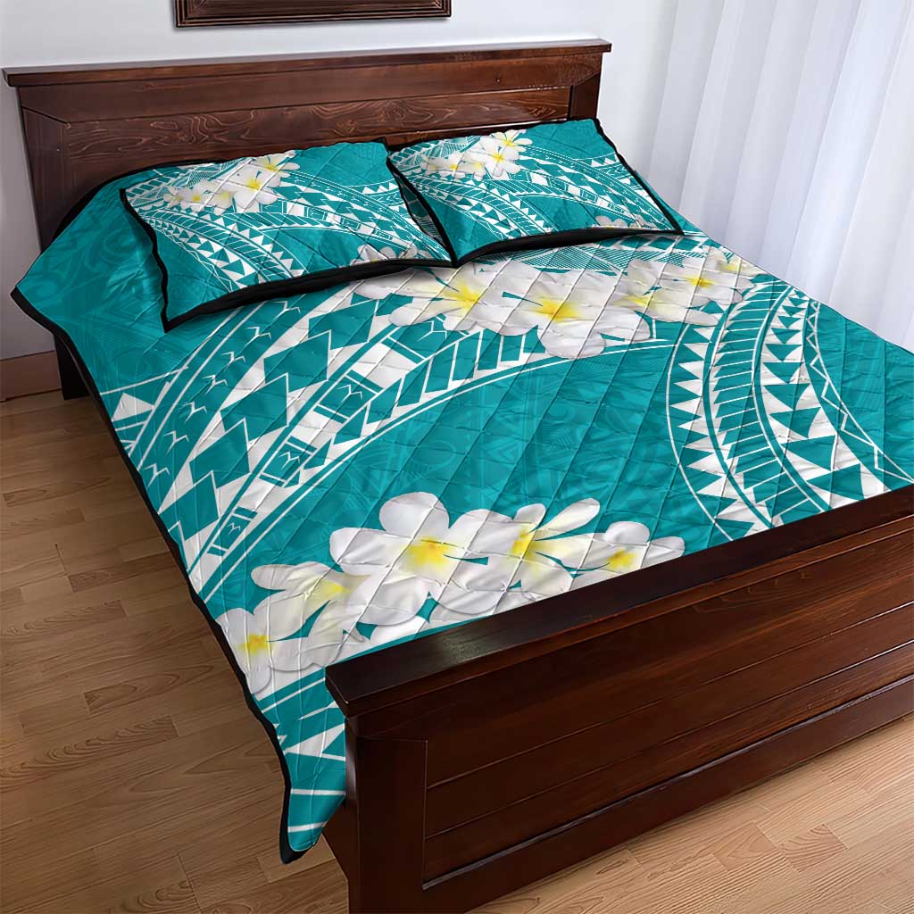 Polynesian Vintage Floral Quilt Bed Set Teal Motifs LT7 - Polynesian Pride