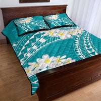 Polynesian Vintage Floral Quilt Bed Set Teal Motifs LT7 - Polynesian Pride