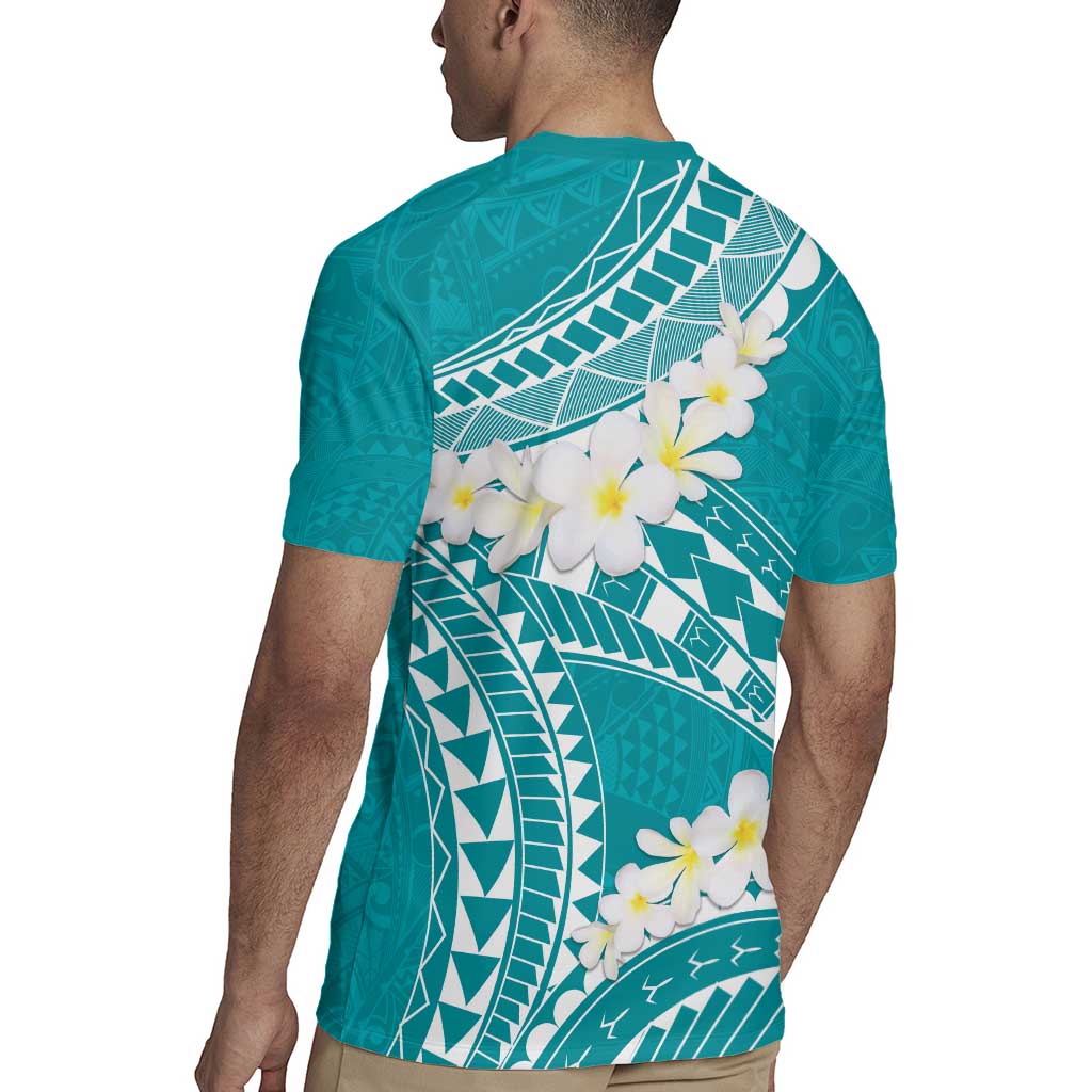Polynesian Vintage Floral Rugby Jersey Teal Motifs LT7 - Polynesian Pride