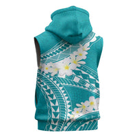 Polynesian Vintage Floral Sleeveless Hoodie Teal Motifs LT7 - Polynesian Pride