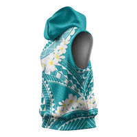 Polynesian Vintage Floral Sleeveless Hoodie Teal Motifs LT7 - Polynesian Pride