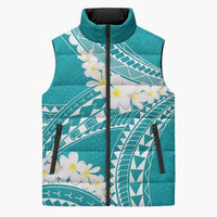 Polynesian Vintage Floral Sleeveless Puffer Jacket Teal Motifs LT7 Unisex Teal - Polynesian Pride