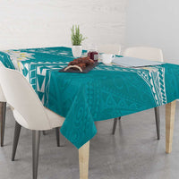 Polynesian Vintage Floral Tablecloth Teal Motifs LT7 - Polynesian Pride
