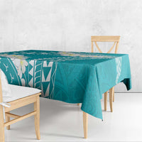 Polynesian Vintage Floral Tablecloth Teal Motifs LT7 - Polynesian Pride