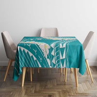 Polynesian Vintage Floral Tablecloth Teal Motifs LT7 - Polynesian Pride