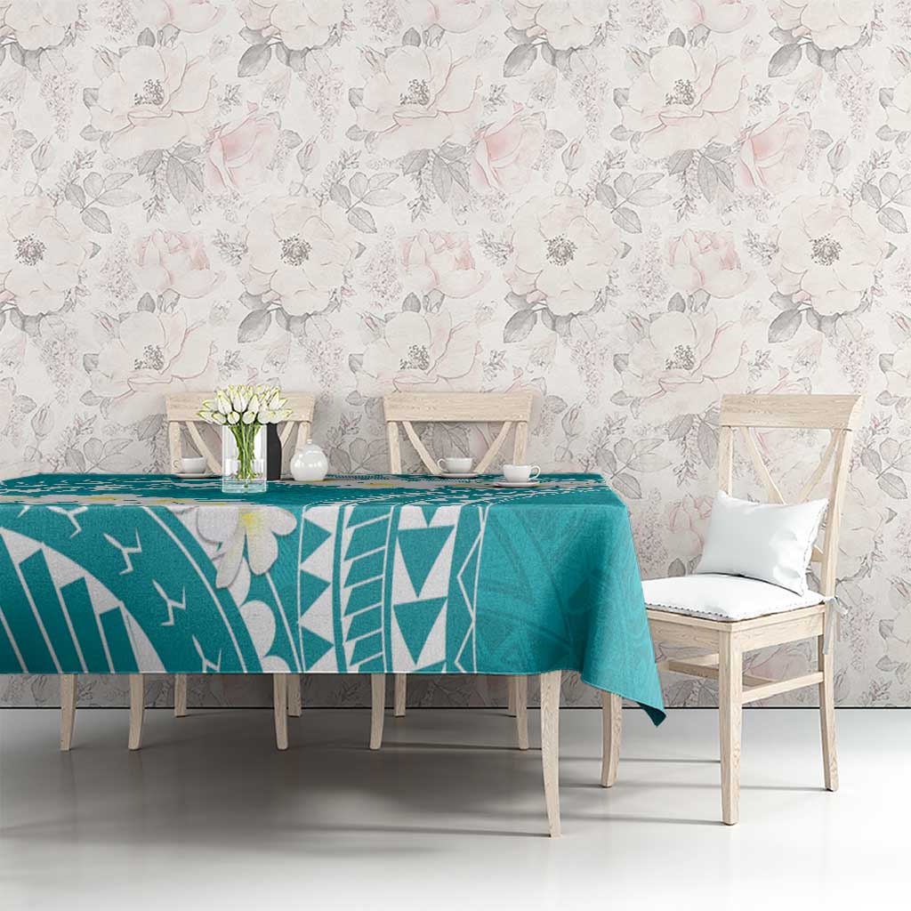 Polynesian Vintage Floral Tablecloth Teal Motifs LT7 - Polynesian Pride