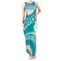 Polynesian Vintage Floral Tank Maxi Dress Teal Motifs LT7 Women Teal - Polynesian Pride