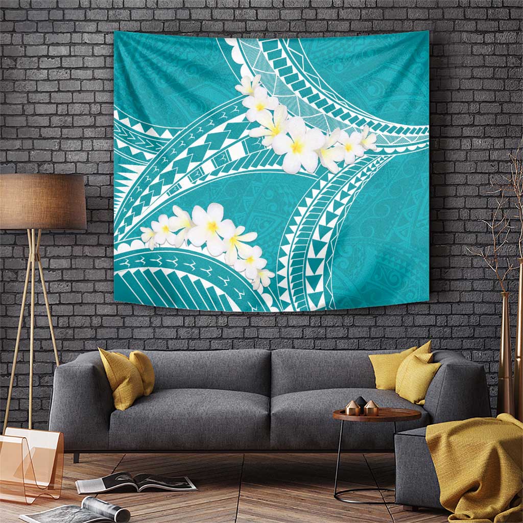 Polynesian Vintage Floral Tapestry Teal Motifs LT7 Teal - Polynesian Pride