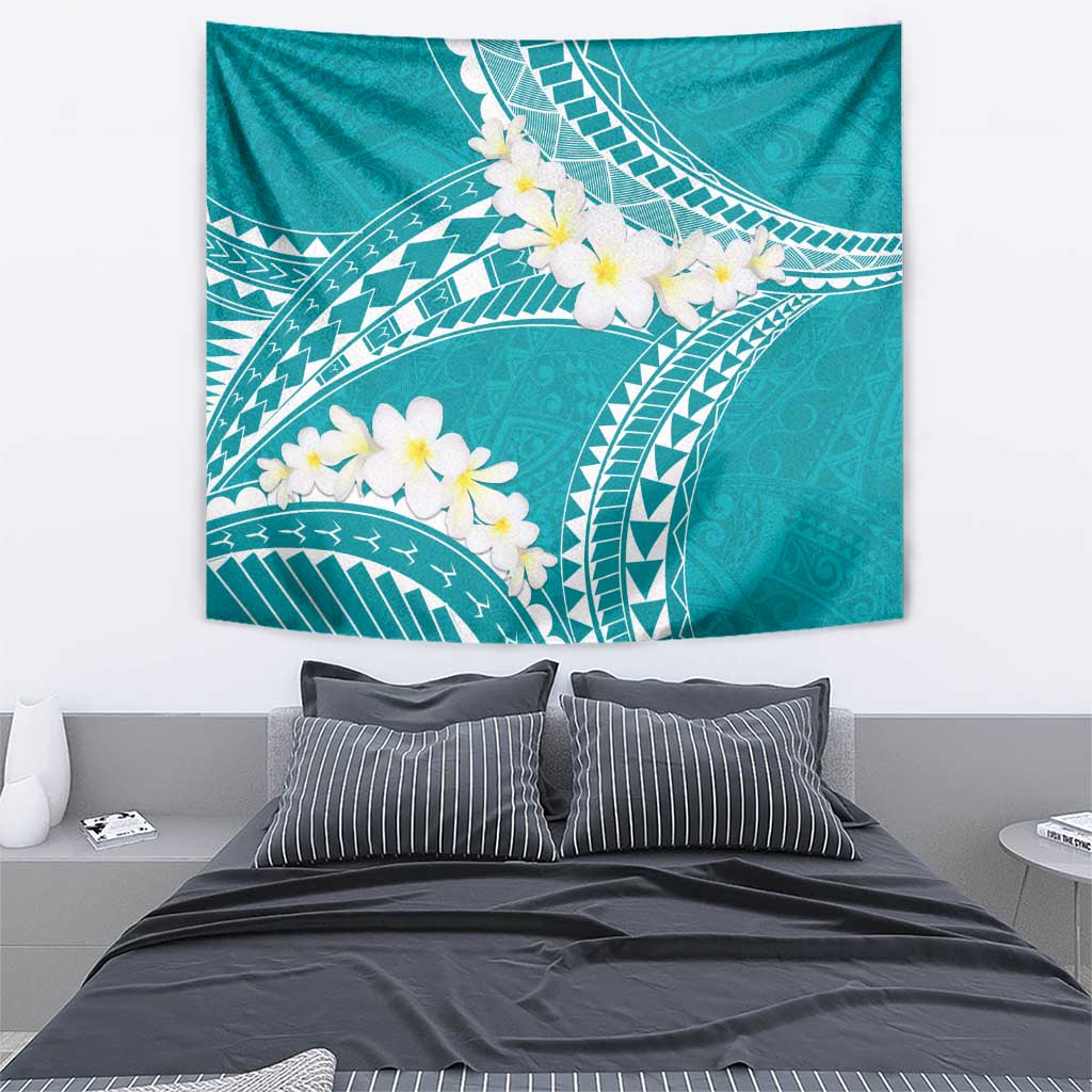 Polynesian Vintage Floral Tapestry Teal Motifs LT7 - Polynesian Pride