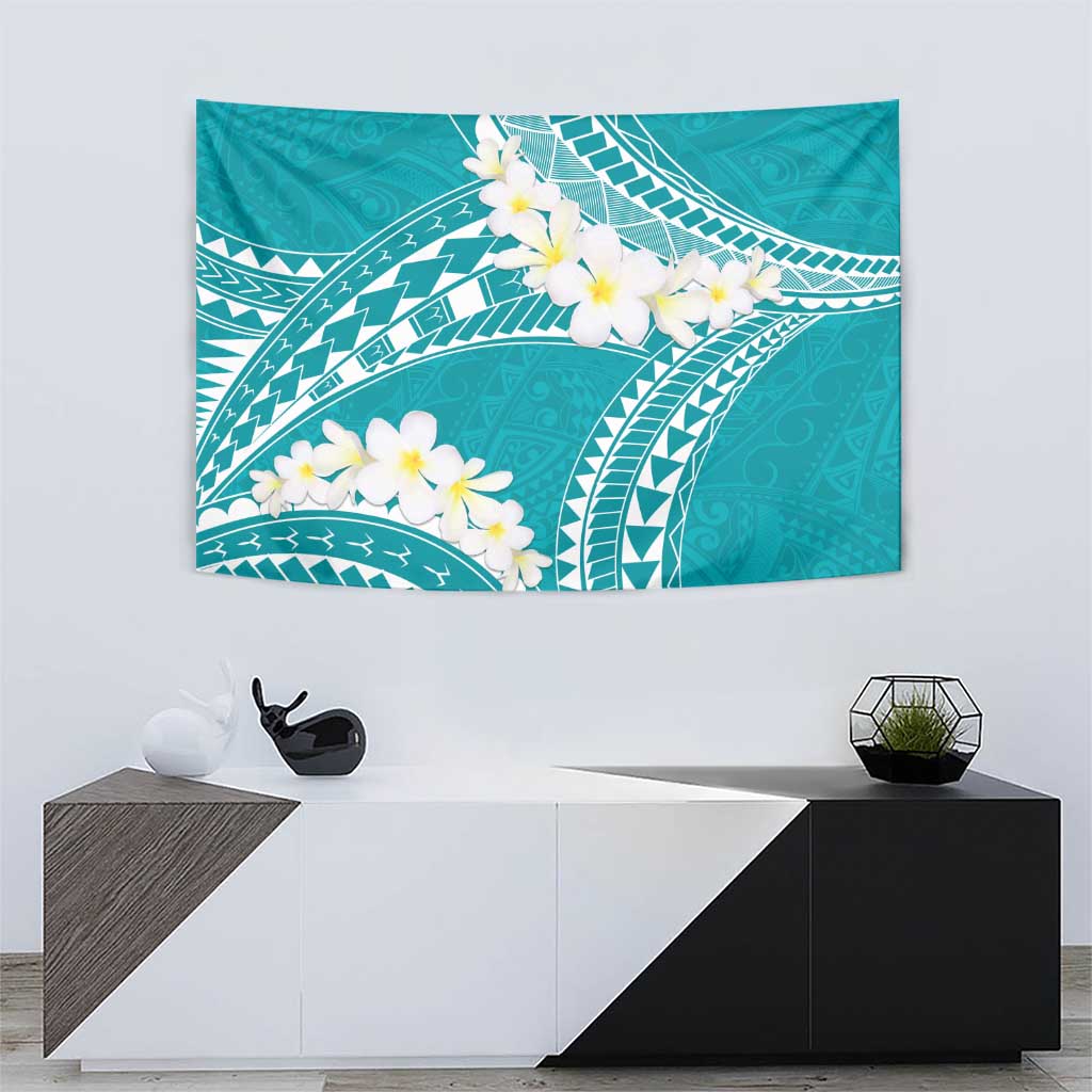 Polynesian Vintage Floral Tapestry Teal Motifs LT7 - Polynesian Pride