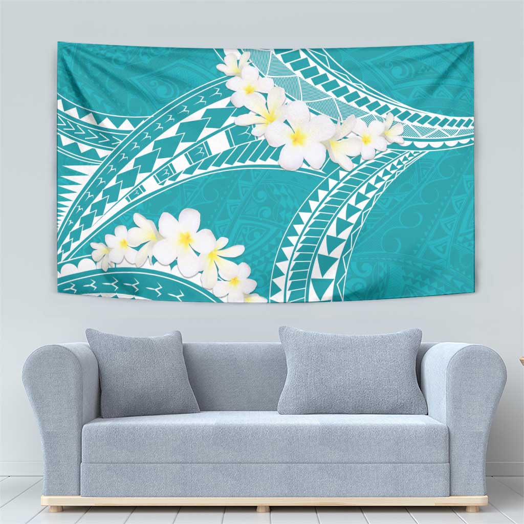 Polynesian Vintage Floral Tapestry Teal Motifs LT7 - Polynesian Pride
