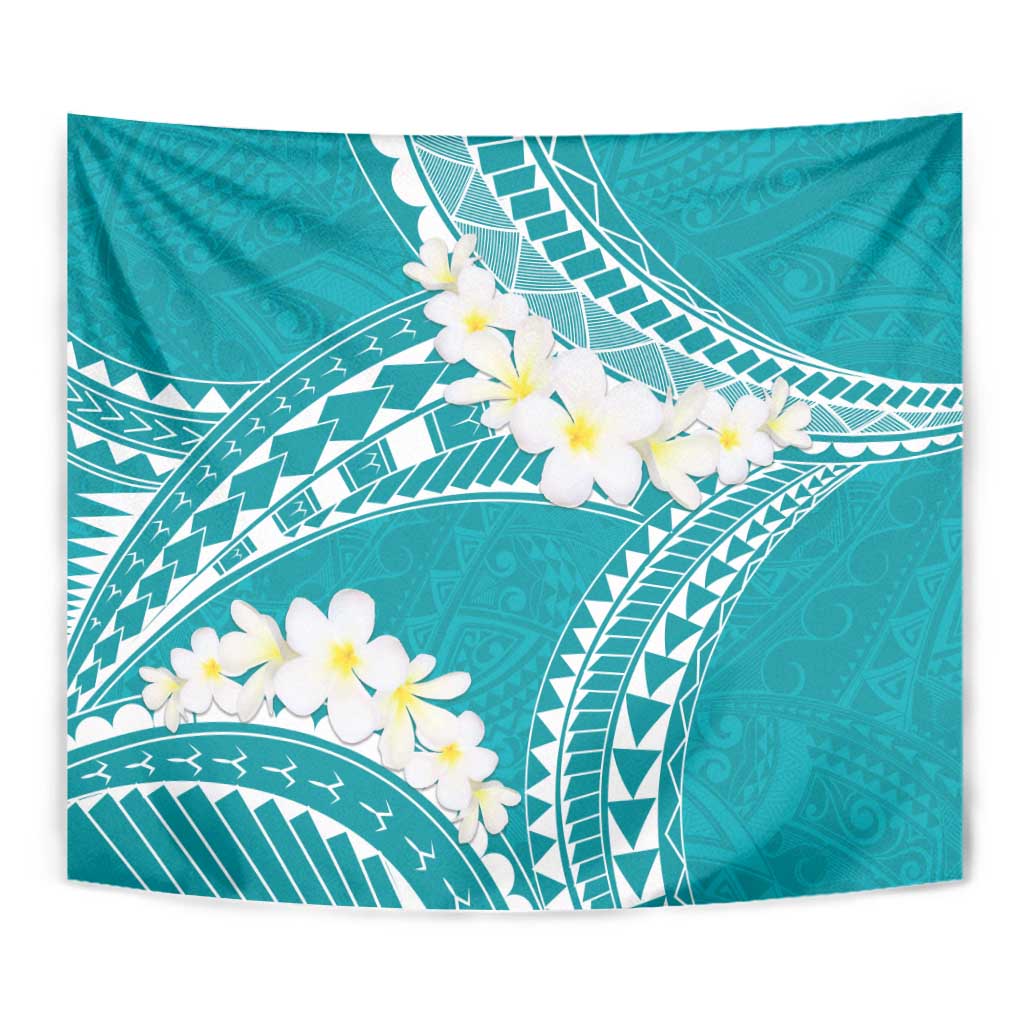 Polynesian Vintage Floral Tapestry Teal Motifs LT7 - Polynesian Pride