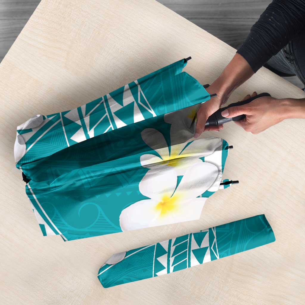 Polynesian Vintage Floral Umbrella Teal Motifs LT7 - Polynesian Pride
