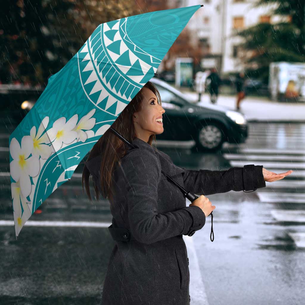 Polynesian Vintage Floral Umbrella Teal Motifs LT7 - Polynesian Pride