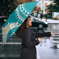 Polynesian Vintage Floral Umbrella Teal Motifs LT7 - Polynesian Pride