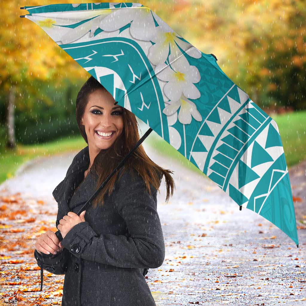 Polynesian Vintage Floral Umbrella Teal Motifs LT7 - Polynesian Pride