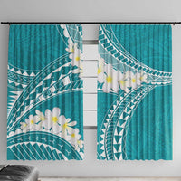 Polynesian Vintage Floral Window Curtain Teal Motifs LT7 With Hooks Teal - Polynesian Pride