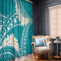 Polynesian Vintage Floral Window Curtain Teal Motifs LT7 - Polynesian Pride