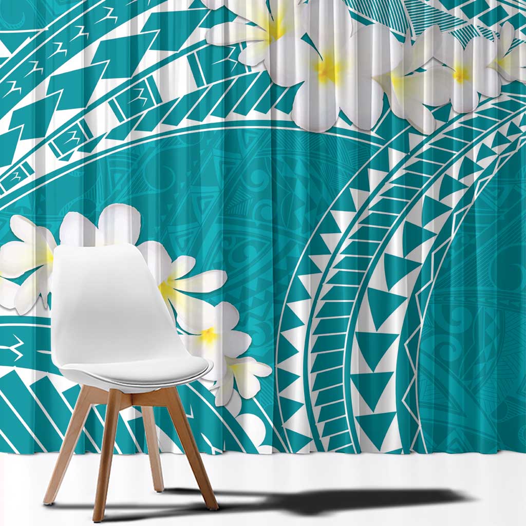 Polynesian Vintage Floral Window Curtain Teal Motifs LT7 - Polynesian Pride