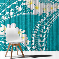 Polynesian Vintage Floral Window Curtain Teal Motifs LT7 - Polynesian Pride