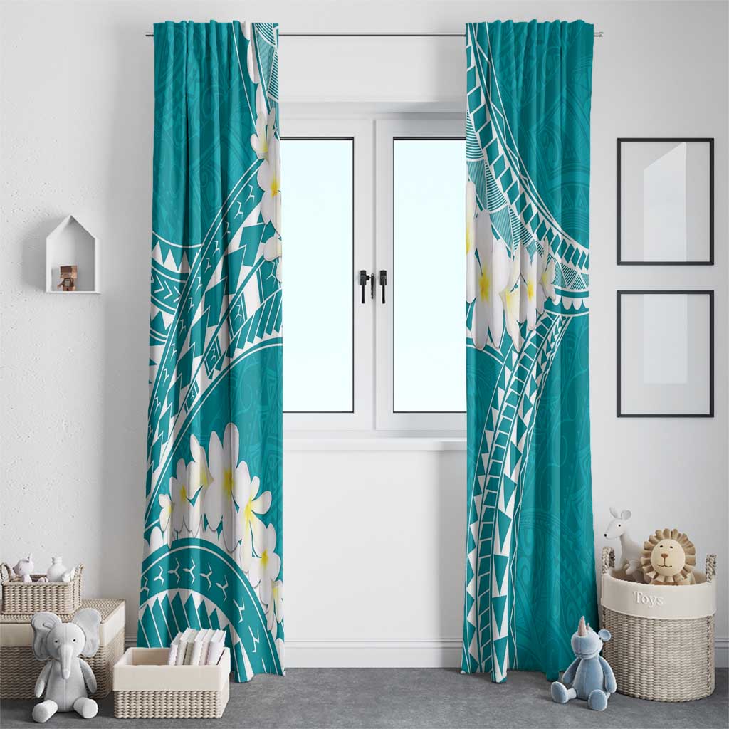 Polynesian Vintage Floral Window Curtain Teal Motifs LT7 - Polynesian Pride