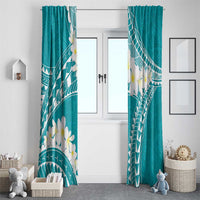 Polynesian Vintage Floral Window Curtain Teal Motifs LT7 - Polynesian Pride