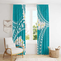 Polynesian Vintage Floral Window Curtain Teal Motifs LT7 - Polynesian Pride