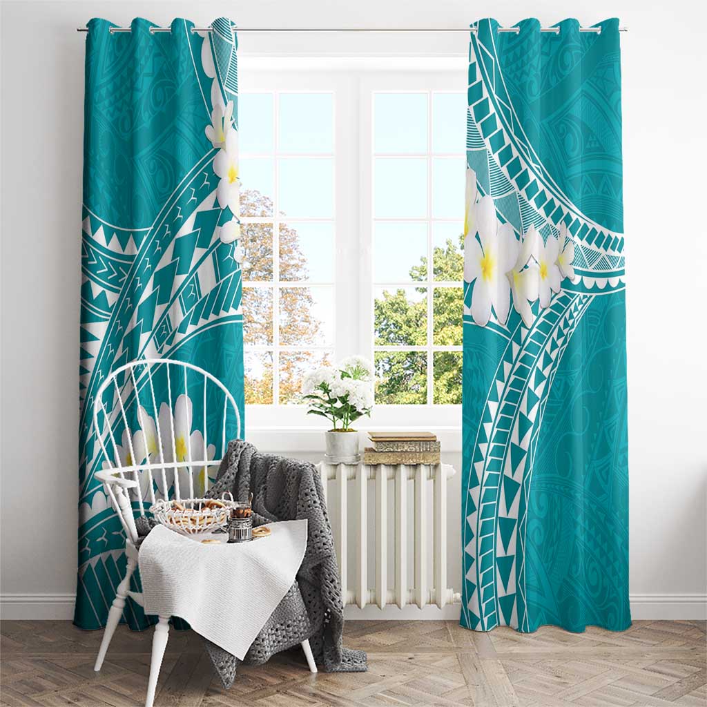 Polynesian Vintage Floral Window Curtain Teal Motifs LT7 - Polynesian Pride