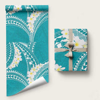 Polynesian Vintage Floral Wrapping Paper Teal Motifs LT7 58" × 23" Teal - Polynesian Pride