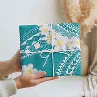 Polynesian Vintage Floral Wrapping Paper Teal Motifs LT7 - Polynesian Pride