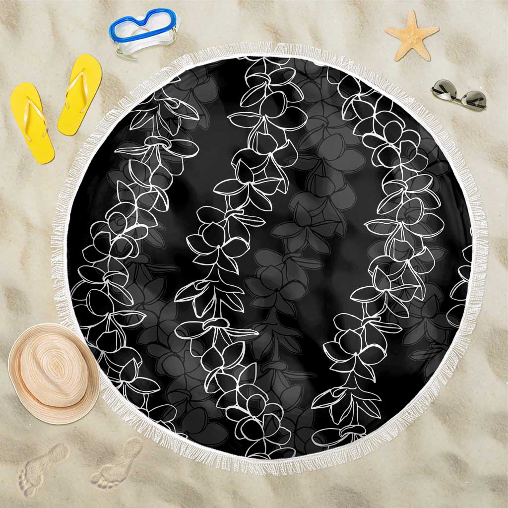 Hawaii Plumeria Lei Beach Blanket Aloha Festive Vibe LT7 One Size 150cm Black - Polynesian Pride