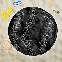 Hawaii Plumeria Lei Beach Blanket Aloha Festive Vibe LT7 One Size 150cm Black - Polynesian Pride