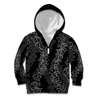 Hawaii Plumeria Lei Kid Hoodie Aloha Festive Vibe LT7 Zip Hoodie Black - Polynesian Pride