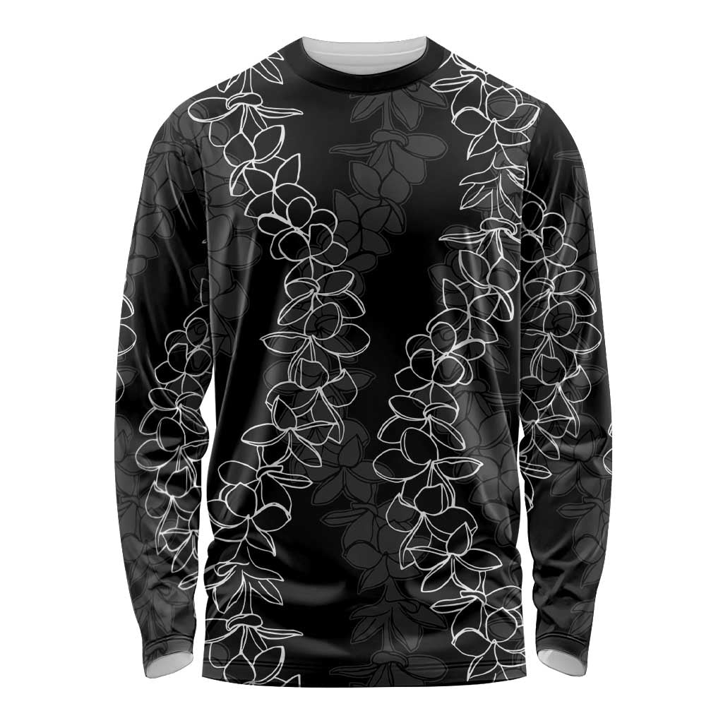 Hawaii Plumeria Lei Long Sleeve Shirt Aloha Festive Vibe LT7 Unisex Black - Polynesian Pride