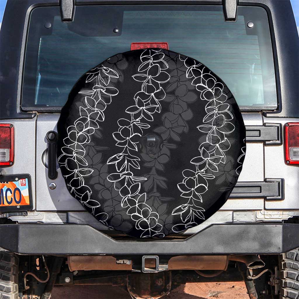 Hawaii Plumeria Lei Spare Tire Cover Aloha Festive Vibe LT7 Black - Polynesian Pride