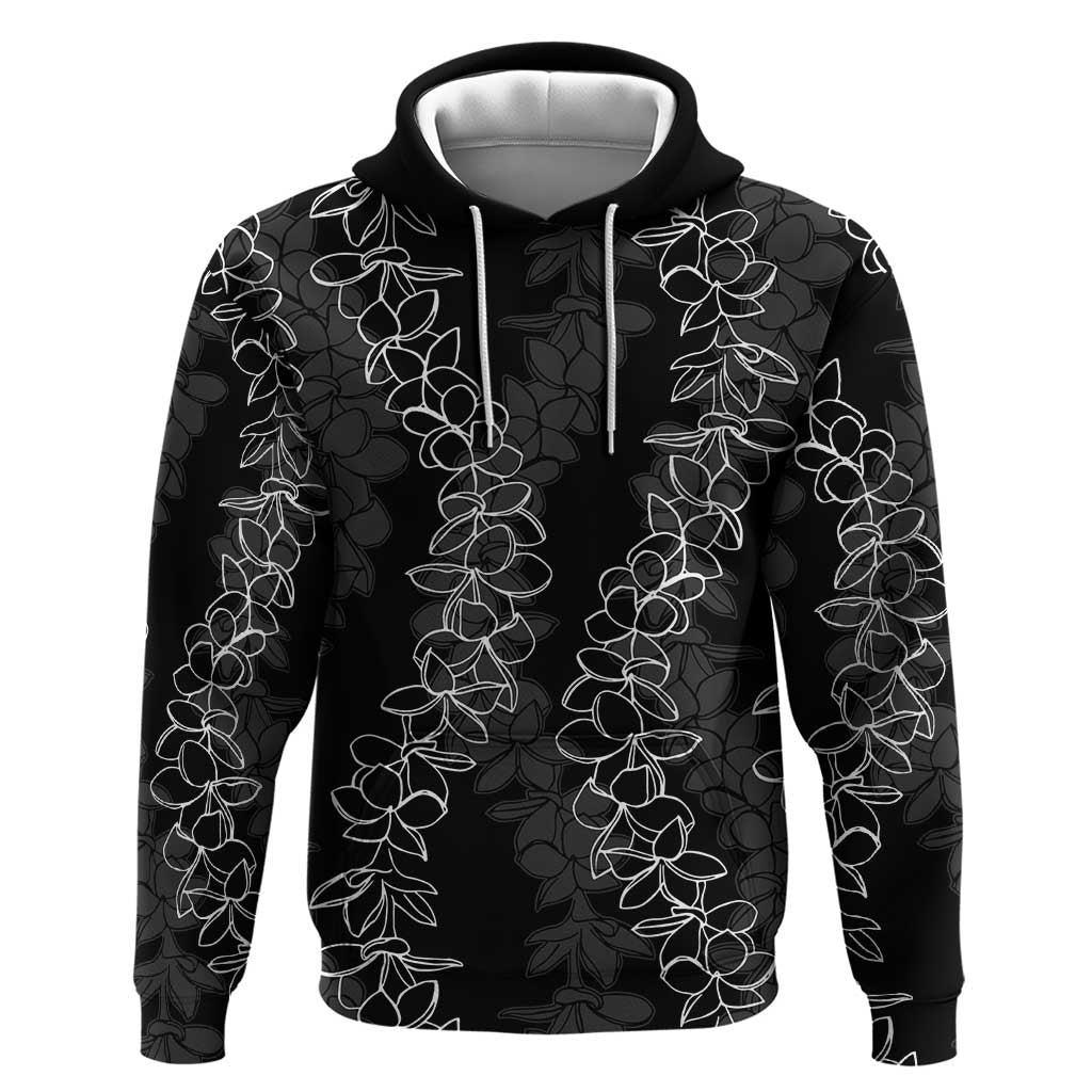 Hawaii Plumeria Lei Zip Hoodie Aloha Festive Vibe LT7 Pullover Hoodie Black - Polynesian Pride