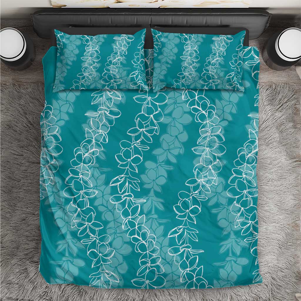 Hawaii Plumeria Lei Bedding Set Aloha Festive Vibe - Teal LT7 Teal - Polynesian Pride