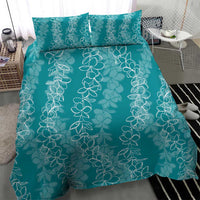 Hawaii Plumeria Lei Bedding Set Aloha Festive Vibe - Teal LT7 - Polynesian Pride
